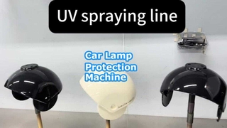 Uv assembly line for spraying plastic products